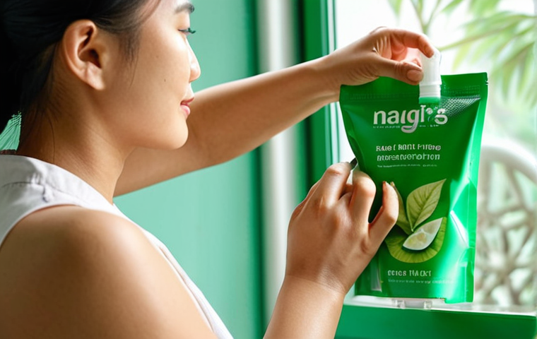 **
* Prompt: "Close-up shot of a Vietnamese woman's hands carefully refilling a skincare product from a refill pouch into a reusable container. Focus on the eco-friendly packaging and the woman's thoughtful expression. Soft, natural lighting. Green, sustainable vibe."
**